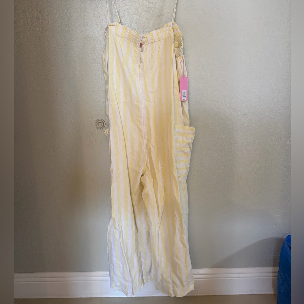 Stoney Clover Lane x Target Yellow Striped Linen Jumpsuit Plus Size XL